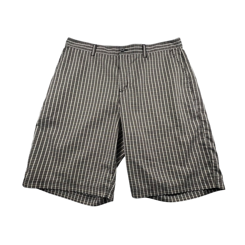 Adidas Golf Chino Shorts Men 36 Brown Plaid Flat Front Performance P16169
